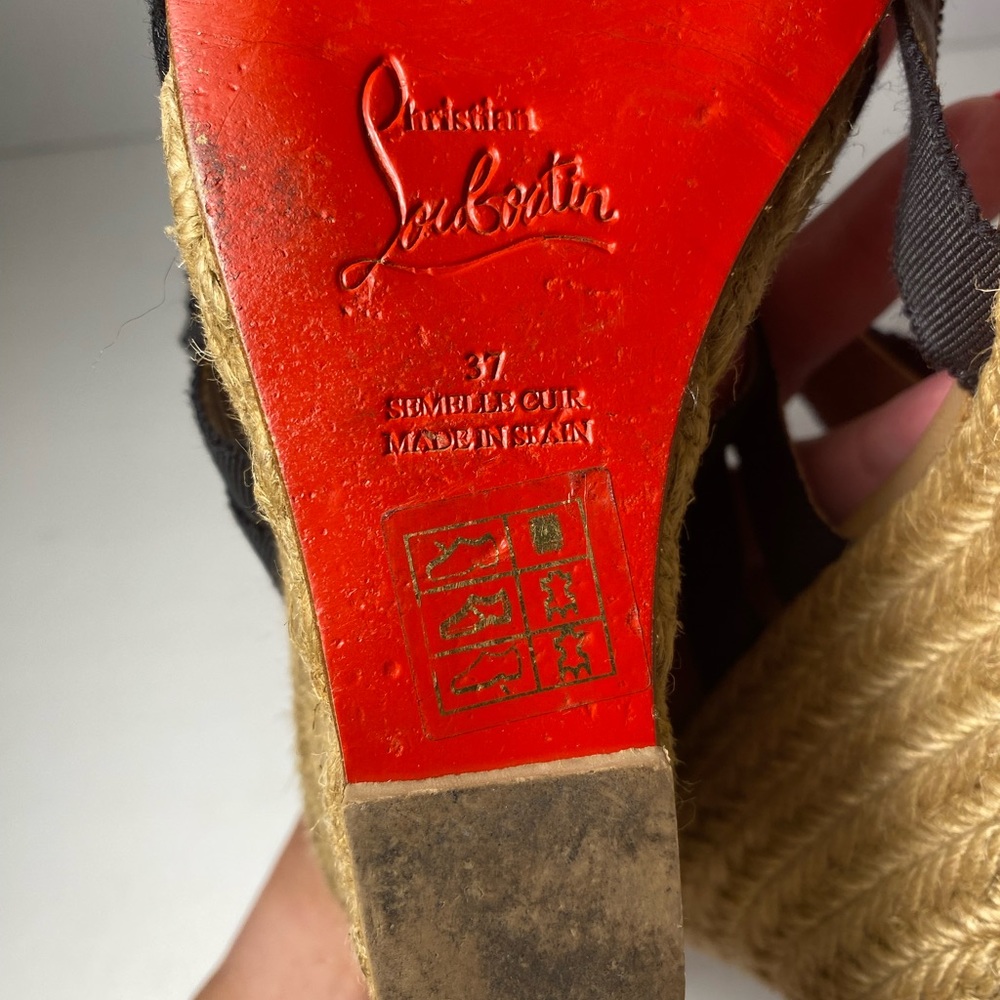 Christian Louboutin delfin wedge espadrille sandals black 37 7 - Picture 9 of 10